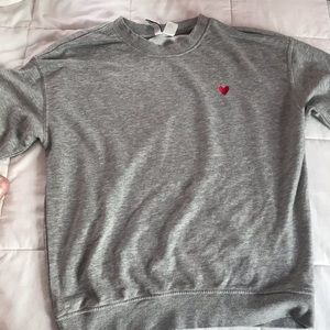 Forever 21 Gray sweater with red heart.
